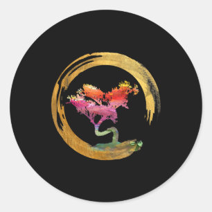 Sticker Rond Zen Bonsai Tree Japanese Circle Enso Asian Art