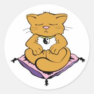 Sticker Rond Zen Cat