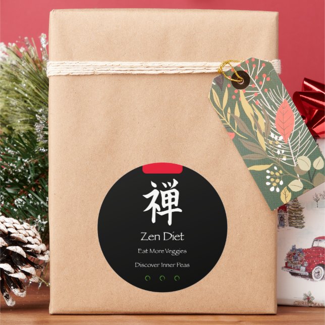 Sticker Rond Zen Diet Mangez plus Légume Black BG (vacances)