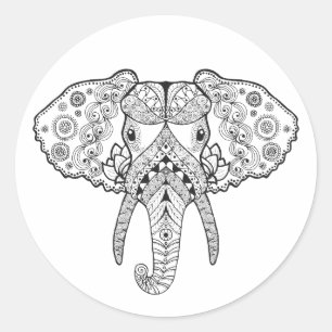 Sticker Rond Zentangle a inspiré l'éléphant