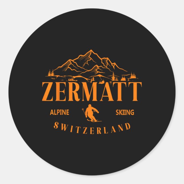 Sticker Rond Zermatt Alpes suisses Ski alpin Suisse Mont (Devant)
