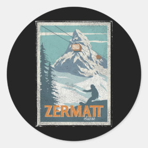 Sticker Rond Zermatt Suisse Ski d'hiver Snowboard Ski