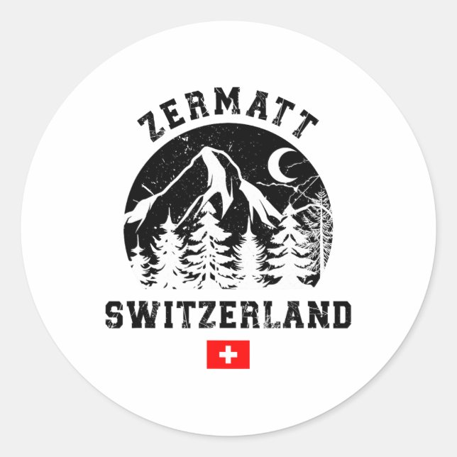 Sticker Rond Zermatt Switzerland Ski Resort Alps Alpine Skiing  (Devant)
