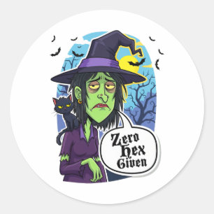 Sticker Rond Zéro Hex Donné Drôle Sorcière Halloween Costume Te
