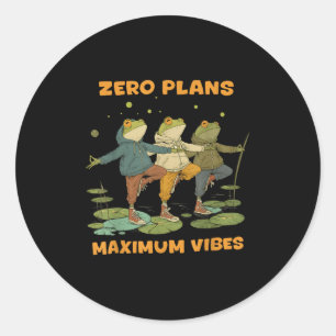 Sticker Rond Zéro Plans Vibes maximum Funky Frog Chill Sweat -