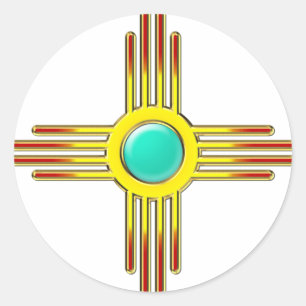 Sticker Rond Zia Soleil - Zia Pueblo
