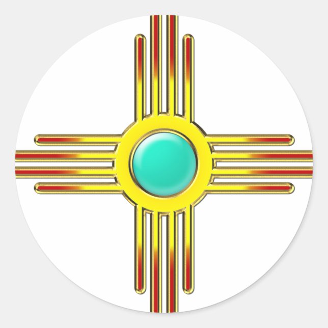 Sticker Rond Zia Soleil - Zia Pueblo (Devant)