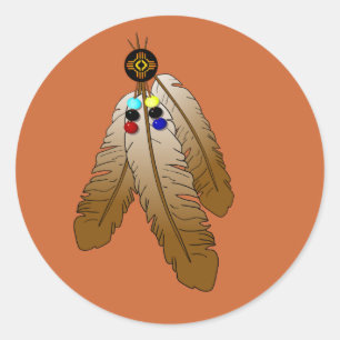 Sticker Rond Zia Sun et plumes