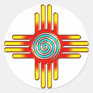 Sticker Rond Zia Sun - Zia Pueblo