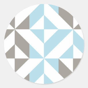 Sticker Rond ZigZag géométrique bleu et argent