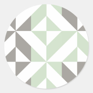 Sticker Rond ZigZag géométrique Sage Green et Silver
