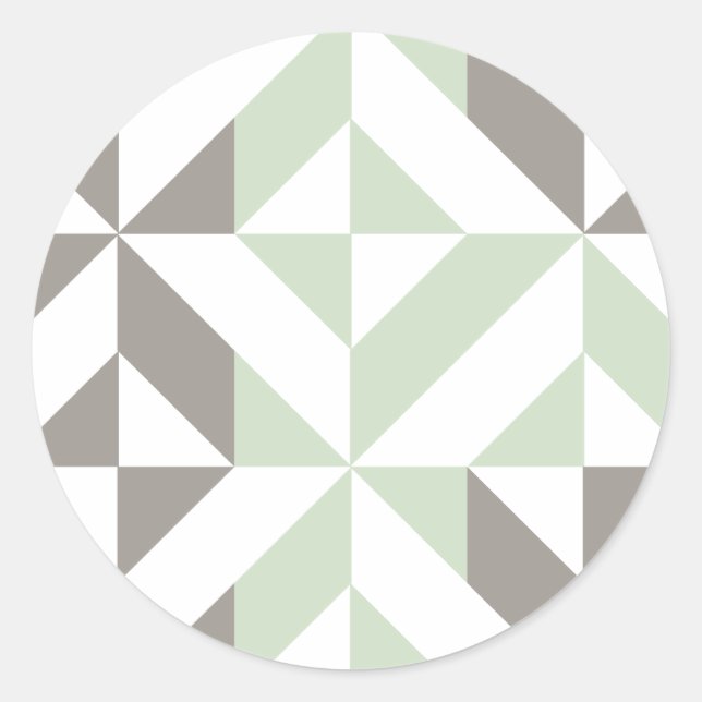 Sticker Rond ZigZag géométrique Sage Green et Silver (Devant)