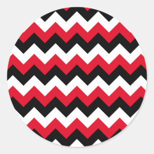 Sticker Rond Zigzag noir et blanc rouge