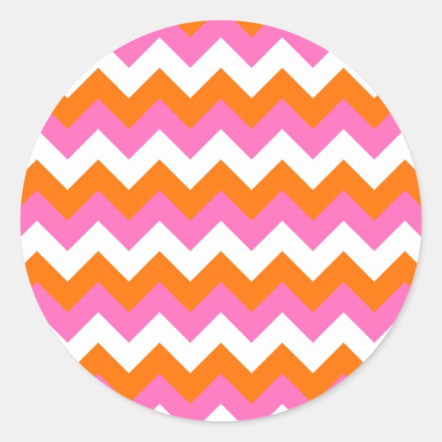 Sticker Rond Zigzag rose blanc et orange (Devant)