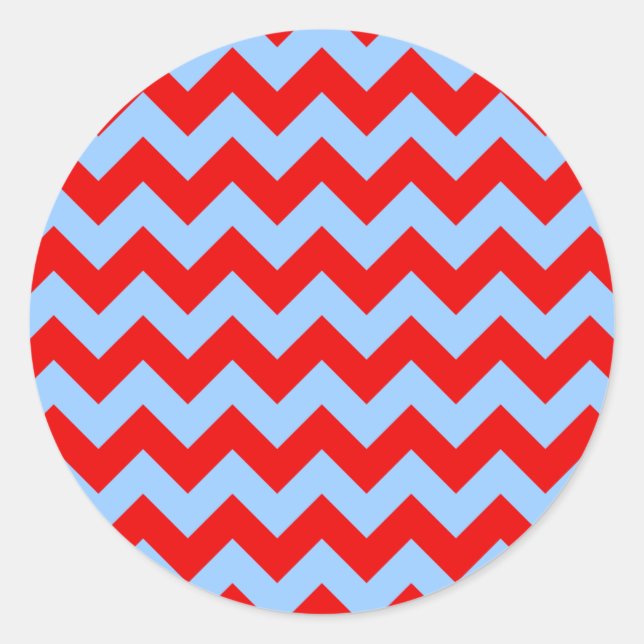Sticker Rond Zigzag rouge et bleu clair (Devant)