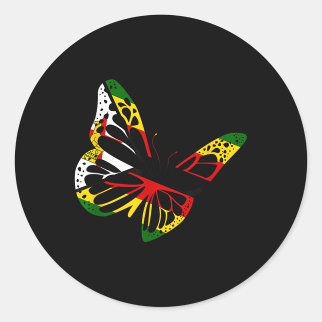 Sticker Rond Zimbabwe Roots Butterfly Zimbabwe Drapeau Zimbabwe (Devant)