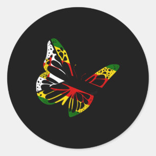 Sticker Rond Zimbabwe Roots Butterfly Zimbabwe Drapeau Zimbabwe