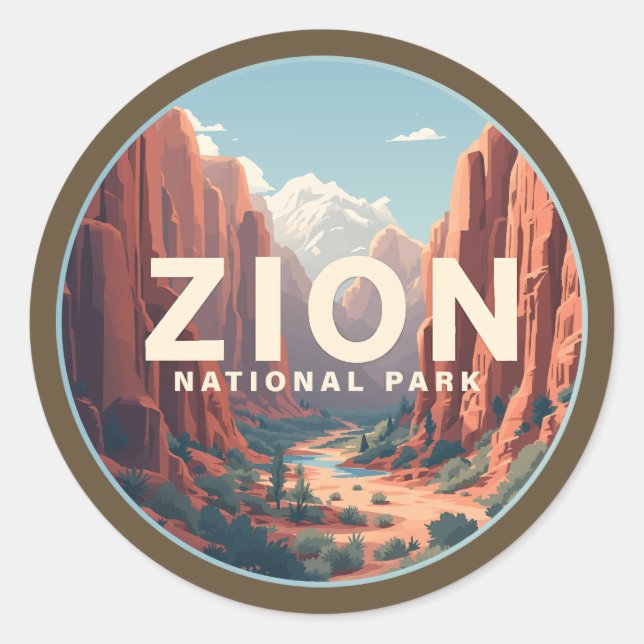 Sticker Rond Zion National Park Utah (Devant)