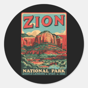 Sticker Rond Zion National Park Utah Angels Landing Vintage Hik