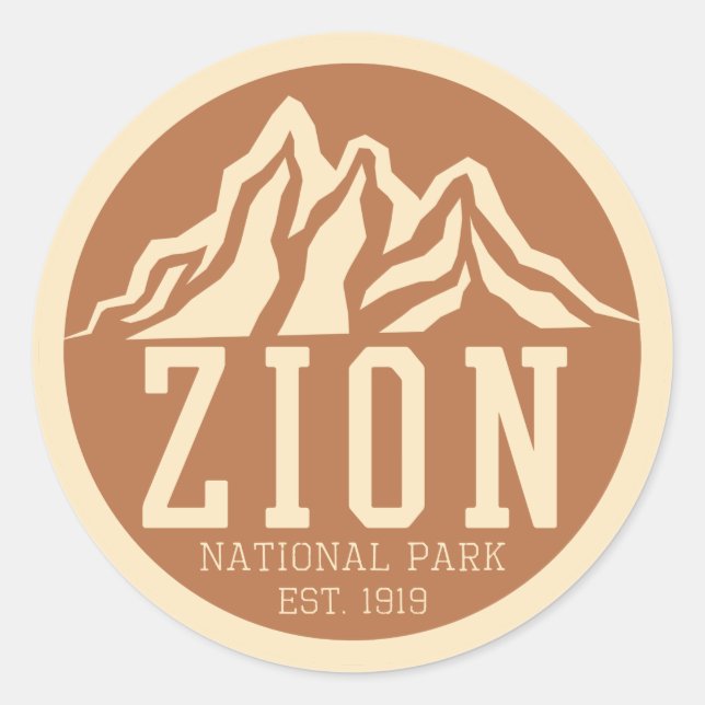 Sticker Rond Zion National Park Utah USA Outdoors Retro (Devant)