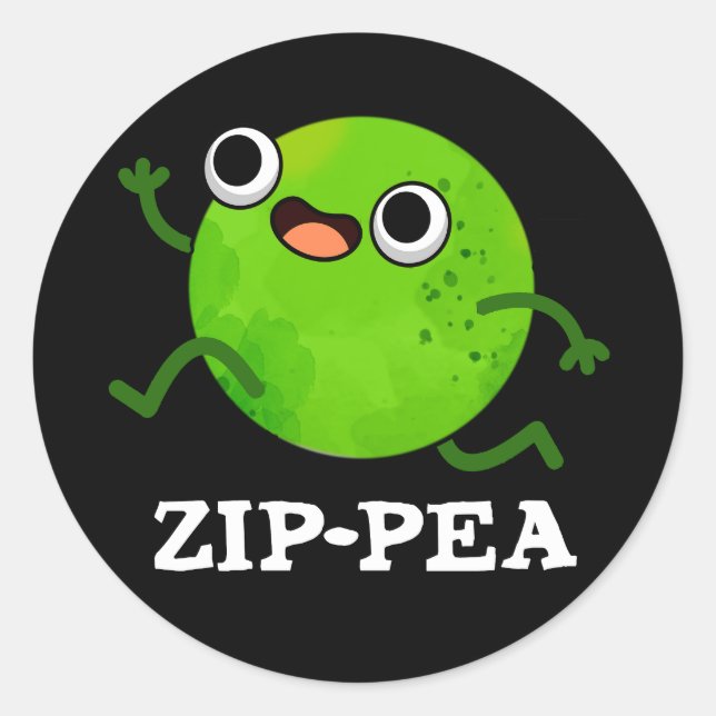 Sticker Rond Zip-pea Drôle Zippy Pois Blague Fond Sombre (Devant)
