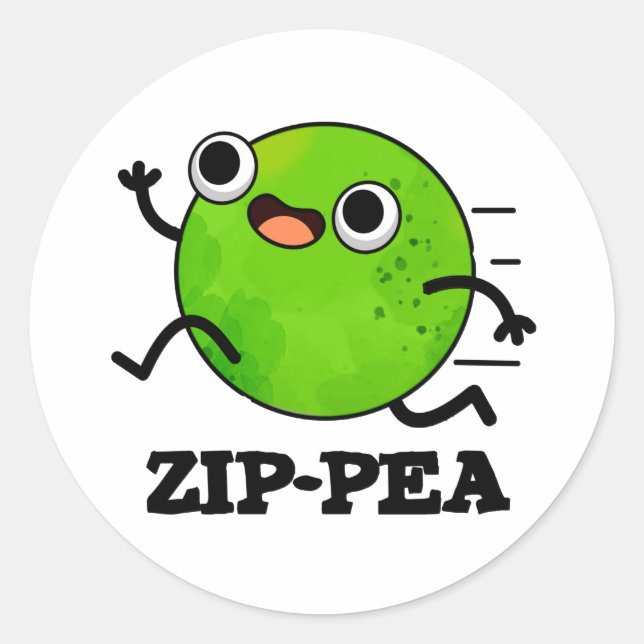 Sticker Rond Zip pea Funny Zippy Pea Pun (Devant)