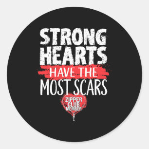 Sticker Rond Zipper Club Membre Open Heart Surgery Survivor