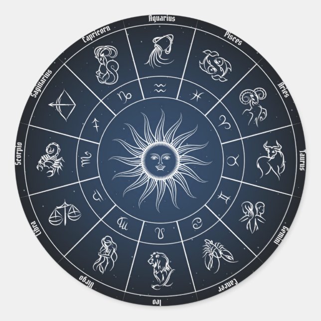 Sticker Rond Zodiac circle with horoscope signs (Devant)