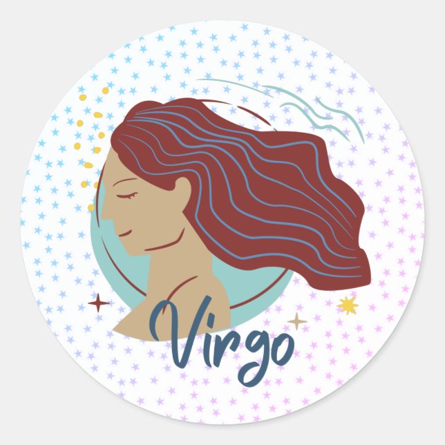 Sticker Rond Zodiac, Femme Virgo moderne (Devant)