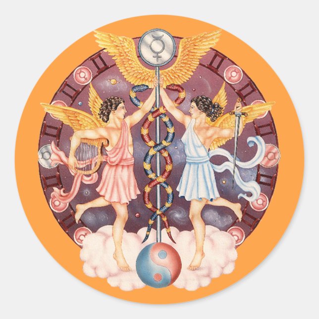 Sticker Rond Zodiac Gemini - Customisez-le ! (Devant)