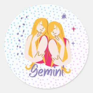 Sticker Rond Zodiac moderne Gemini Twins