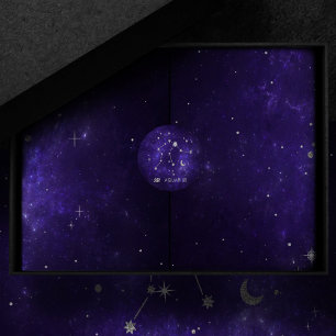 Sticker Rond Zodiac Purple Aquarius Horoscope astrologique