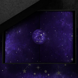 Sticker Rond Zodiac Purple Aries   Horoscope d'astrologie cosmi