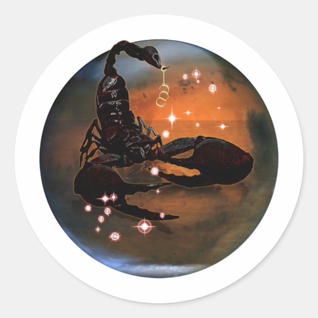 Sticker Rond Zodiaque de donjon d'artisanat - Scorpio (Devant)