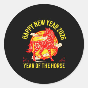 Sticker Rond Zodiaque lunaire chinois Cheval de Feu