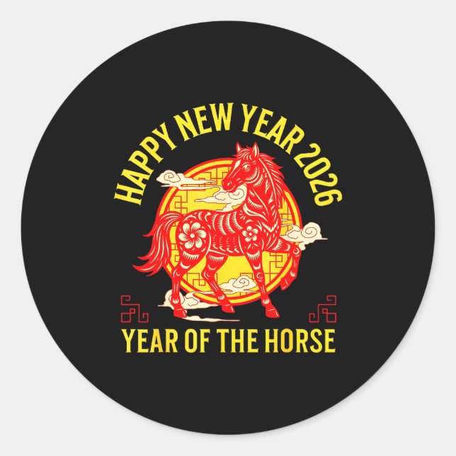 Sticker Rond Zodiaque lunaire chinois Cheval de Feu (Devant)