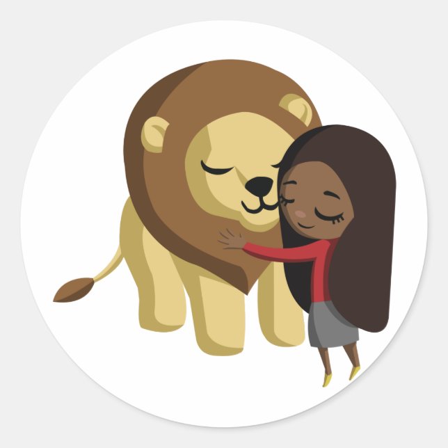 Sticker Rond Zoé et arachide le lion (Devant)