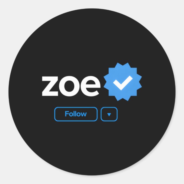 Sticker Rond Zoe Prénom Badge vérifié Médias sociaux Zoe (Devant)