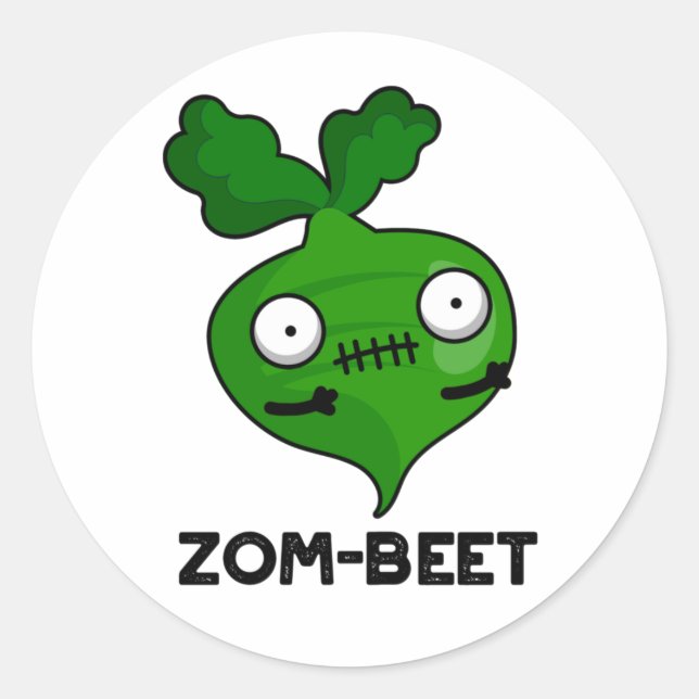 Sticker Rond Zom-beet drôle Halloween Zombie Beet Pun (Devant)