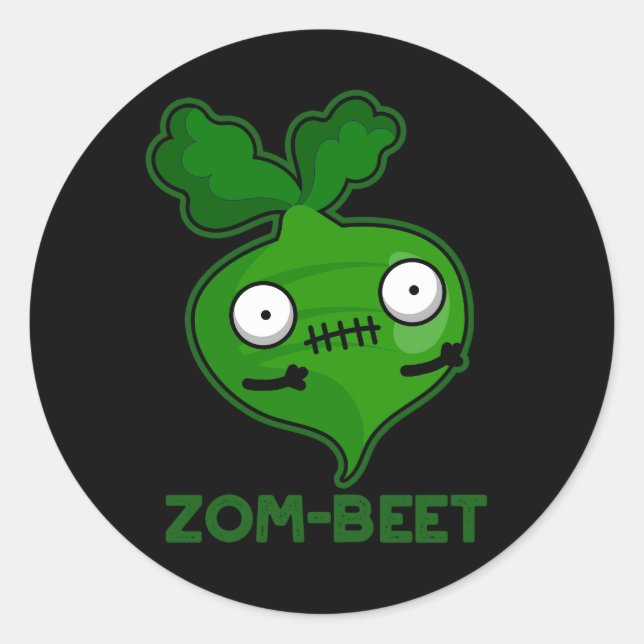 Sticker Rond Zom beet Funny Zombie Beet Pun Dark BG (Devant)