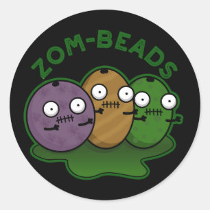 Sticker Rond Zom-perles drôle Halloween Zombie perles jeu de mo