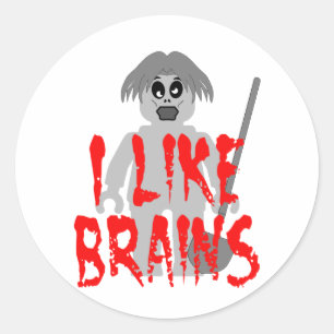 Sticker Rond Zombi Minifig 'j'aime les cerveaux