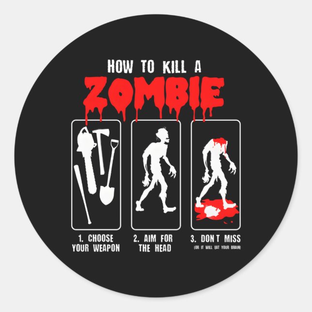 Sticker Rond Zombie Apocalypse Zombie Halloween nuit (Devant)