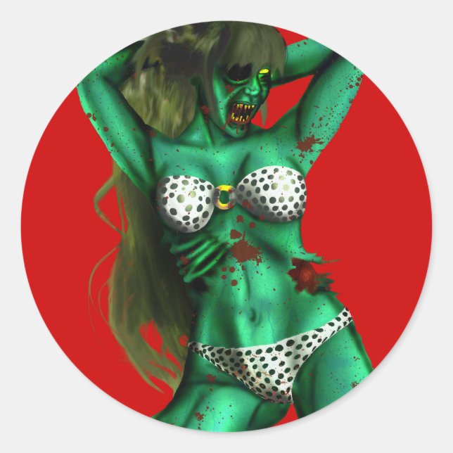 Sticker Rond Zombie Babe (Devant)