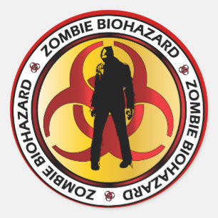 Sticker Rond Zombie Biohazard Déchet Avertissement Drôle Hallow