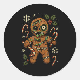 Sticker Rond Zombie Bonhomme en pain d'épices Noël Zombie 