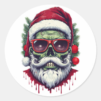Sticker Rond Zombie Christmas