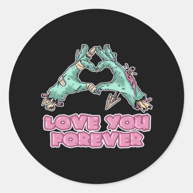 Sticker Rond Zombie Classic - Squelette Coeur Et Mains (Devant)