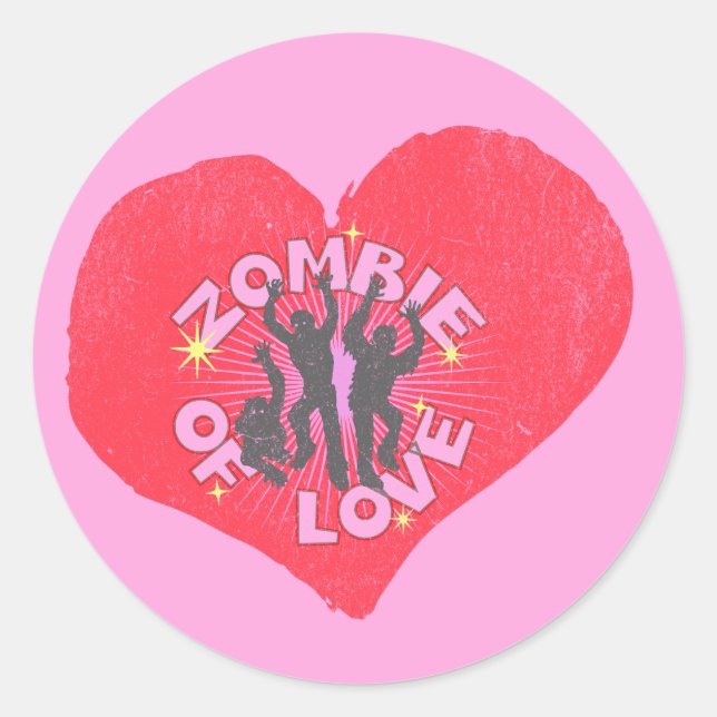 Sticker Rond Zombie de l'amour Rocker rétro punk grunge Saint-V (Devant)
