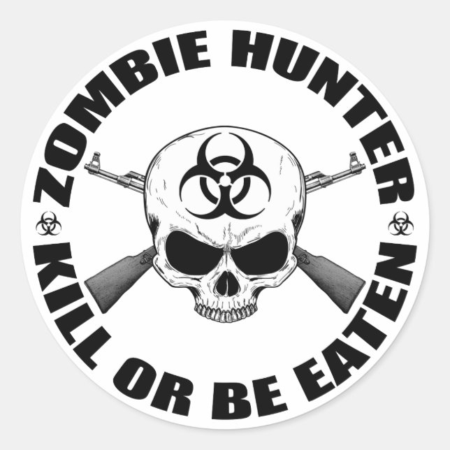 Sticker Rond Zombie Hunter 2 (Devant)